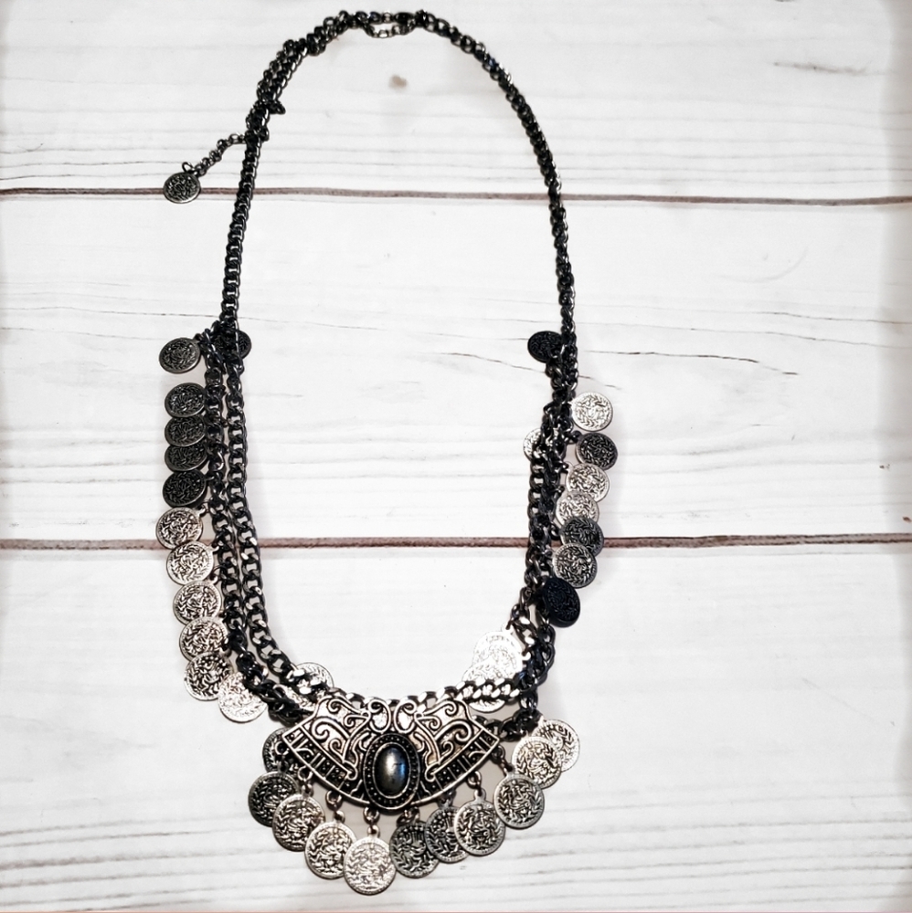 Boho Brushed Metal Decorative Necklace